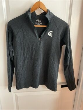 J2 Sports - Charcoal Gray Long Sleeve 1/4 Zip Tee with Spartan Logo - Ladies Med
